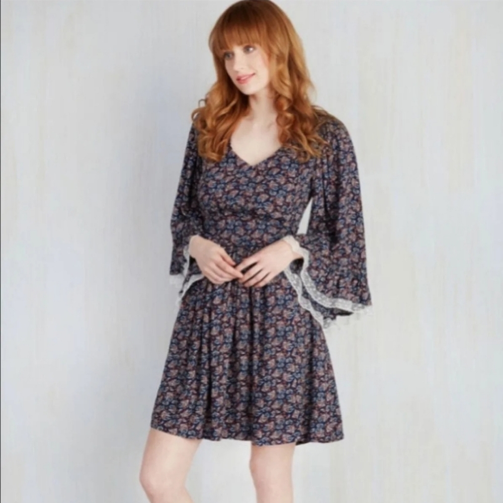 Modcloth Through the Bluebells Paisley Dress